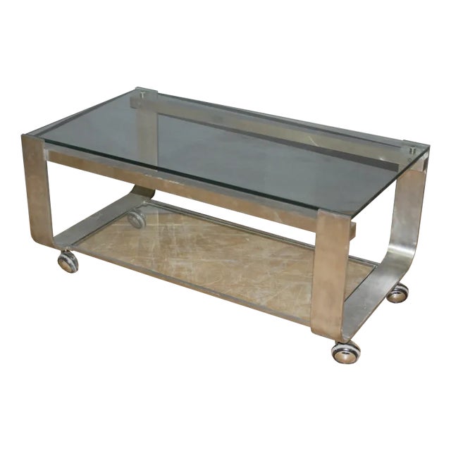 Coffee Table with Two Trays, 1970s For Sale