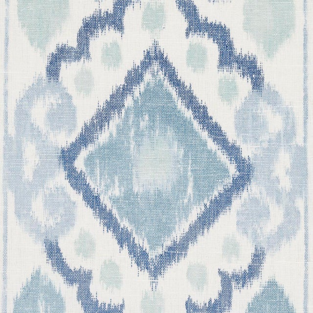 Schumacher SAMPLE - Schumacher Elizia Ikat Fabric In Mineral And Indigo For Sale - Image 4 of 4
