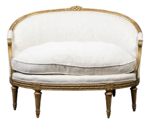 French Louis XVI Style 19th Century Giltwood Upholstered Canapé en Corbeille