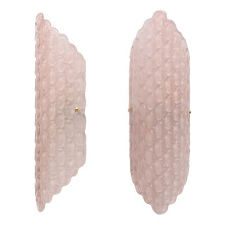 Pink Murano Glass Wall Sconces with Textured Relief, 2000s, Set of 2 For Sale