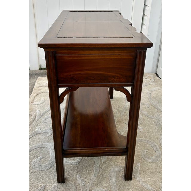 Chippendale Harden Cherry Server Console Table Flip Top Vintage Chippendale Bar Buffet Shelf For Sale - Image 3 of 14
