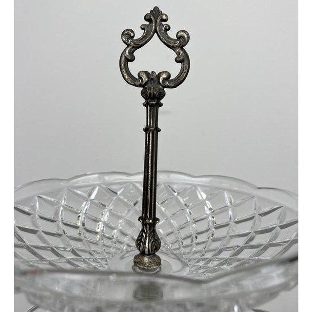 Vintage French Crystal Cut 3-Tier Serving Cake Stand For Sale - Image 5 of 14