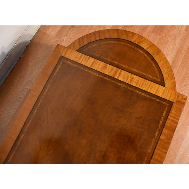 1930s English Regency Mahogany & Satinwood , Leather Top Coffee Table For Sale - Image 12 of 15
