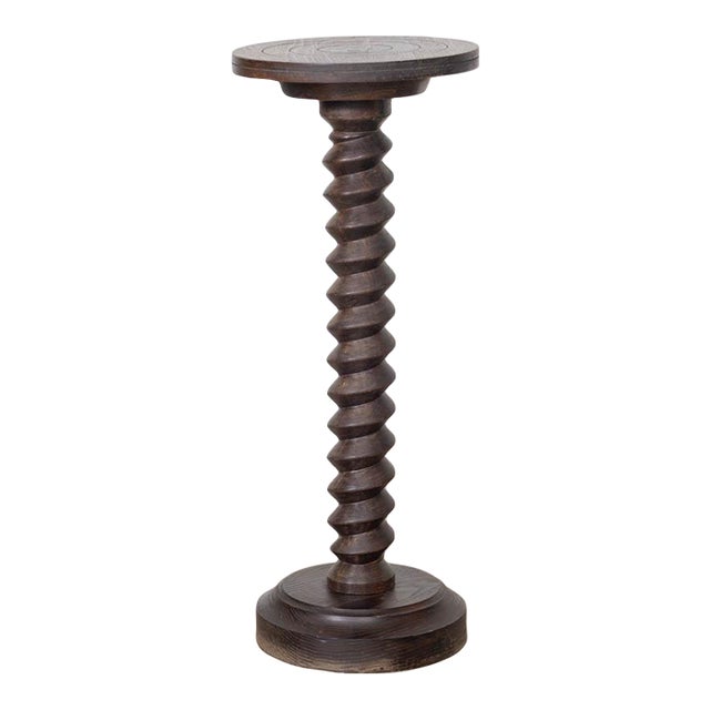 1940s French Twisted Wood Pedestal Table For Sale