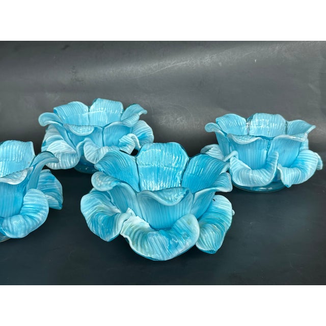 Fratelli Toso Italian Murano Glass Flower Petal Bowl Candle Votive Holders For Sale - Image 16 of 18