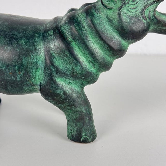 Patinated Hippopotamus Sculpture, 1980s, Bronze For Sale - Image 6 of 15