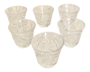Vintage Czech Diamond Cut Crystal Shot Glasses - Set of 6