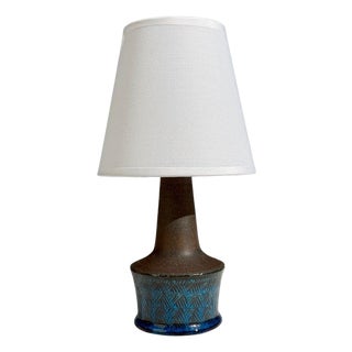 Nils Kähler, Small Table Lamp, Brown Stoneware, Denmark, 1950s For Sale