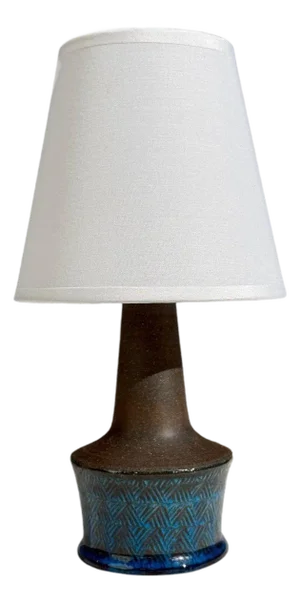 Nils Kähler, Small Table Lamp, Brown Stoneware, Denmark, 1950s