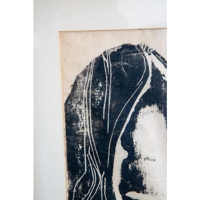 Mid Century Modern Art Print Figure Portrait Black White Sign Signed MCM Wall For Sale - Image 4 of 12