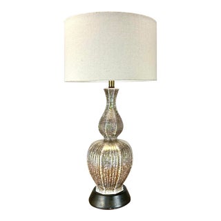 Mid Century Modern Gilt Luster Glaze Ceramic Table Lamp For Sale