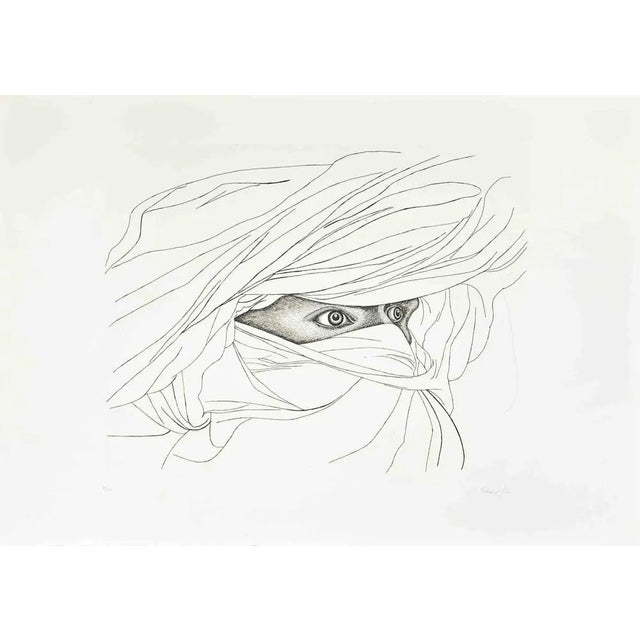 Giacomo Porzano, Arab Man, Etching, 1974 For Sale