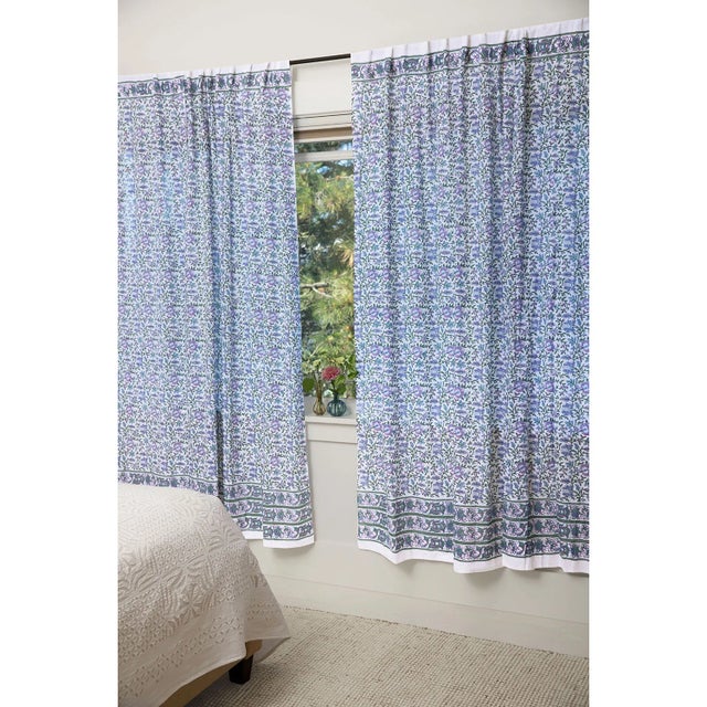 Indian Aria 45" X 96" Lavender & Blue Curtain For Sale - Image 3 of 5