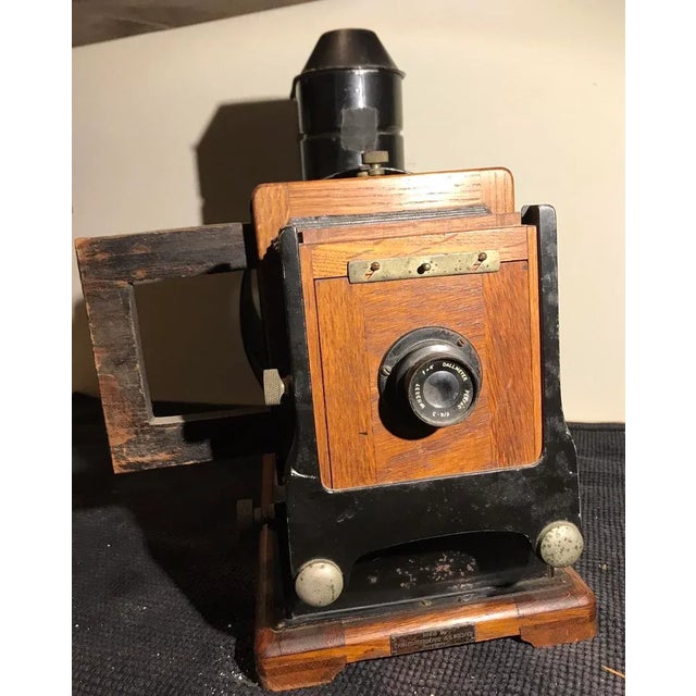 Antique Ernemann Werke Slide Projector With Oak Frame - Made in Dresden, Germany For Sale - Image 4 of 11