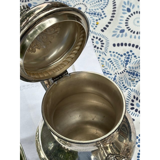 1920s 1920’s Silver (Plate) Coffee Tea Set St James Pattern With Gadroon:Rope Twist Borders & Highly Domed Lids Stunner For Sale - Image 5 of 6