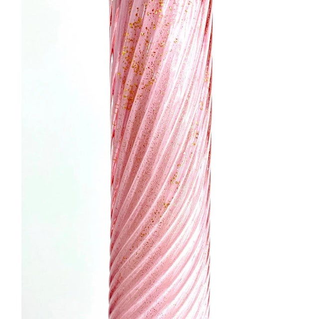 1950s Barovier & Toso Murano Glass Table Lamp – Pink & Gold Flecked With Sculpted Flowers For Sale In Miami - Image 6 of 11