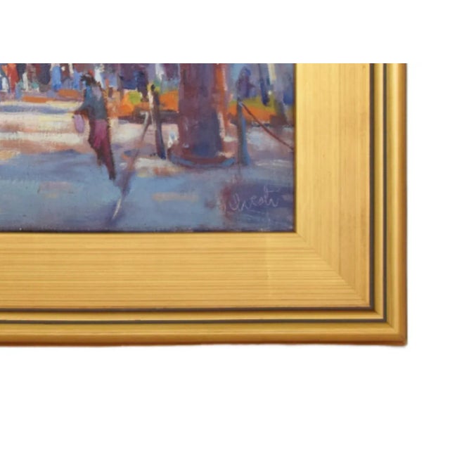 Silvio Silvestri, Listed Artist Italian Cityscape Oil Painting Including the Antiqued Gold Wood Frame For Sale - Image 10 of 12