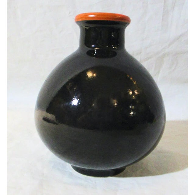 Arts and Crafts Porcelain Black and Red Vase For Sale In New York - Image 6 of 6