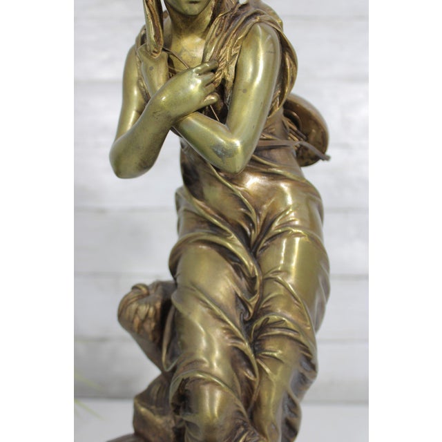 Art Nouveau Antique 19th Century French Gilt Bronze Sculpture - Au Clair De La Lune by Eutrope Bouret - Signed 17-Inch Belle Epoque Figurine For Sale - Image 3 of 14