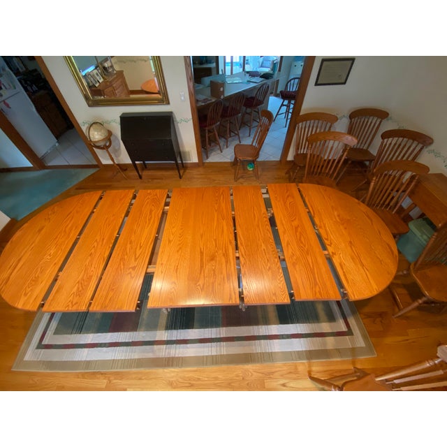 Mid 20th Century Oval Tom Seely Natural Solid Oak Double Pedestal Claw