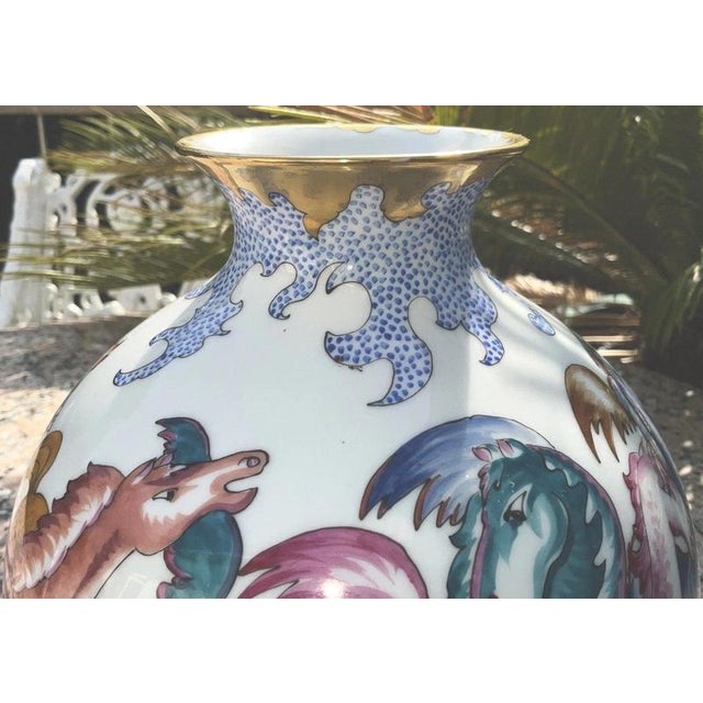 Blue Art Deco Porcelain Vase with Horses by Franz von Zülow for Augarten, Vienna, 1935 For Sale - Image 8 of 18