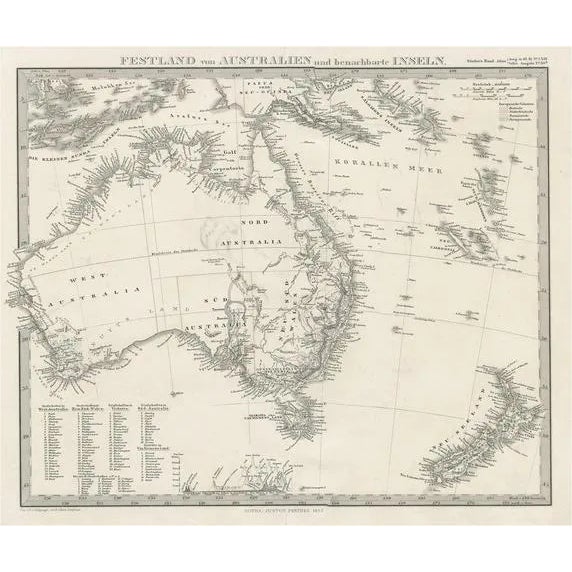 Antique German Map of Australia and New Zealand, 1857 For Sale