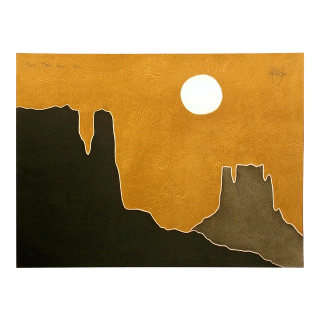 1980s "Taos XVII" Minimalist Western Landscape Intaglio Etching by Peter Keefer For Sale