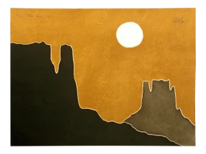 1980s "Taos XVII" Minimalist Western Landscape Intaglio Etching by Peter Keefer