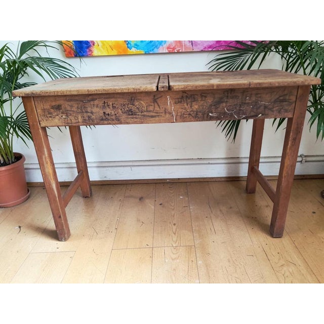 1970s Vintage Double School Desk in Wood, 1970 For Sale - Image 5 of 18