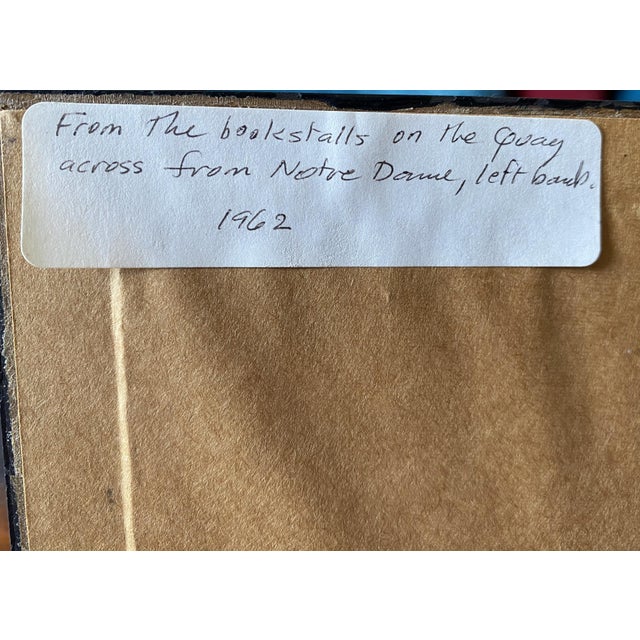 Baby Blue Mid-Century Watercolor Print of "Notre Dame et les Bouquinistes" by Marius Girard, Framed For Sale - Image 8 of 10