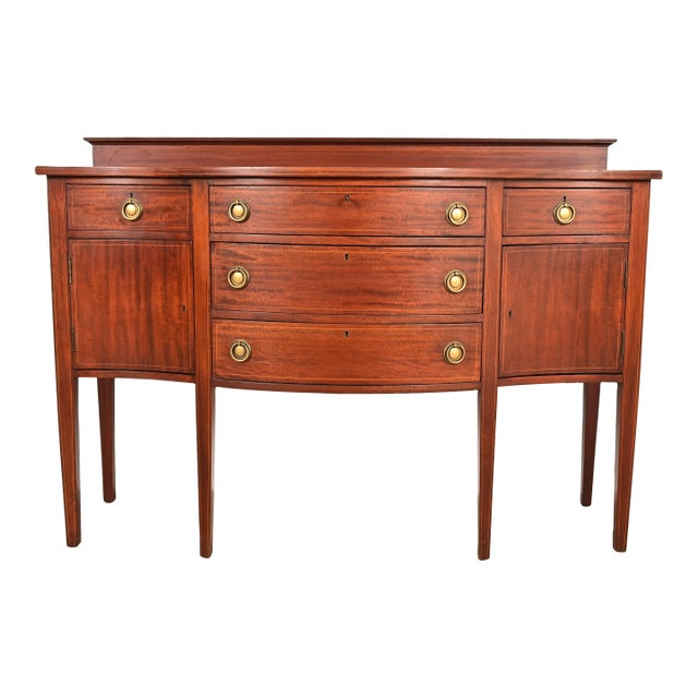 Baker Furniture Style Federal Inlaid Mahogany Sideboard Credenza For Sale