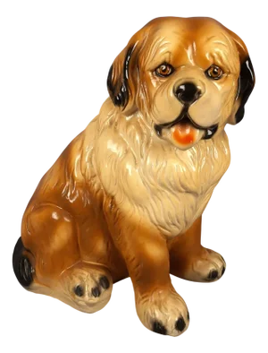 Brown St. Bernard Dog Sculpture in Plaster, 1970s