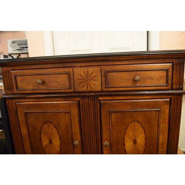 Wood Traditional Inlay Server / Accent Cabinet – Marquetry Detailing For Sale - Image 7 of 9