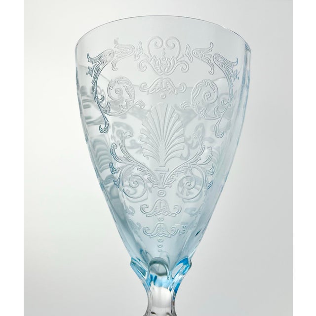 1930s 1930s Fostoria “Versailles, Blue” Pair of Water Glasses For Sale - Image 5 of 7