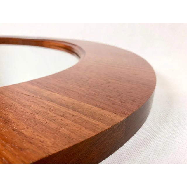 Mid-Century Danish Elliptical Mirror in Teak, 1960s For Sale - Image 6 of 8