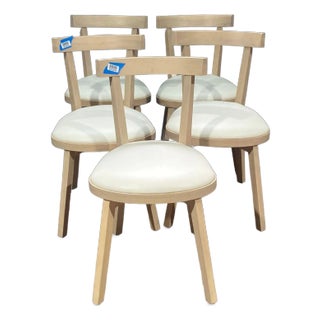 Set of 5 Maiden Home the Allen Dining Chair - Pebbled Leather Swan For Sale