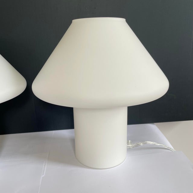 Hala Zeist Vintage Hala Zeist Opaline Glass Mushroom Table Lamps - a Pair For Sale - Image 4 of 8