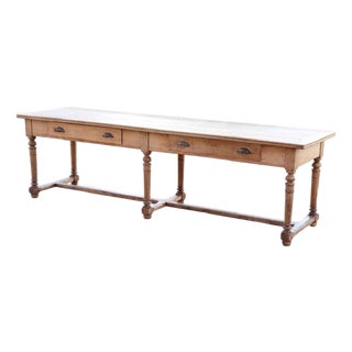 Long Early 20th Century Rustic Dining Table in Oak Wood For Sale