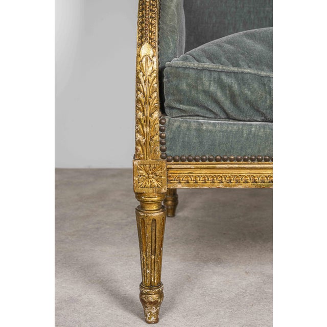 French Louis XVI Giltwood Wing Chair For Sale - Image 12 of 18