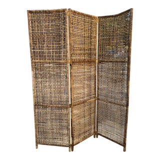 1970s Woven Wicker Screen For Sale