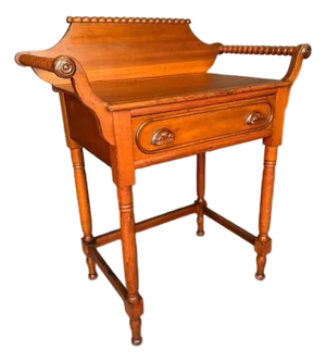 American Victorian Poplar Wash Stand With Drawer & Towel Bars, Circa 1880