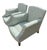English A Pair of Howard & Sons Green and White Lounge Chairs With Custom Tan Slipcovers For Sale - Image 3 of 18