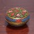 Paint Vintage Chinese Carved Lacquer Round Trinket Box With Auspicious Symbols Relief, Chinoiserie Decor For Sale - Image 7 of 9