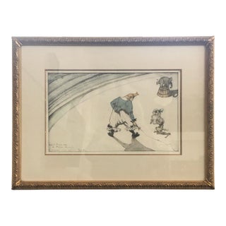 1900’s French Whimsical Performing Circus Lithograph, Signed and Framed For Sale