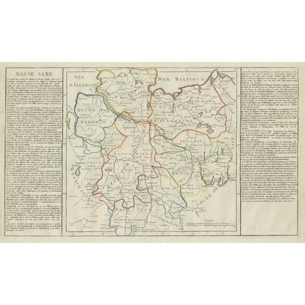 Antique map titled 'Lower Saxony'. Antique map of Lower Saxony, Germany. Originates from 'Modern Geography with an...