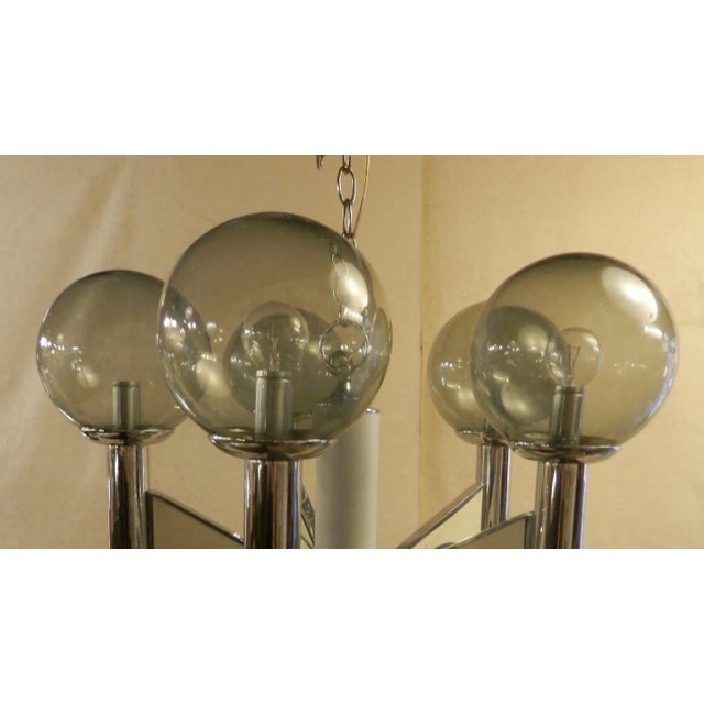 Vintage Modern Chandelier W/ Smoked Glass For Sale - Image 4 of 6