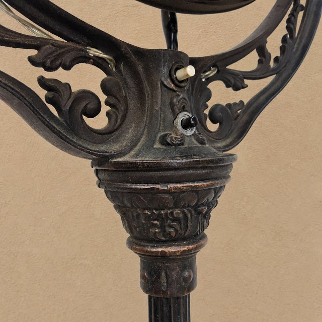 Metal Antique American Art Nouveau Floor Light Fan from Cincinnati Victor Company Luminaire, 1920s For Sale - Image 7 of 18