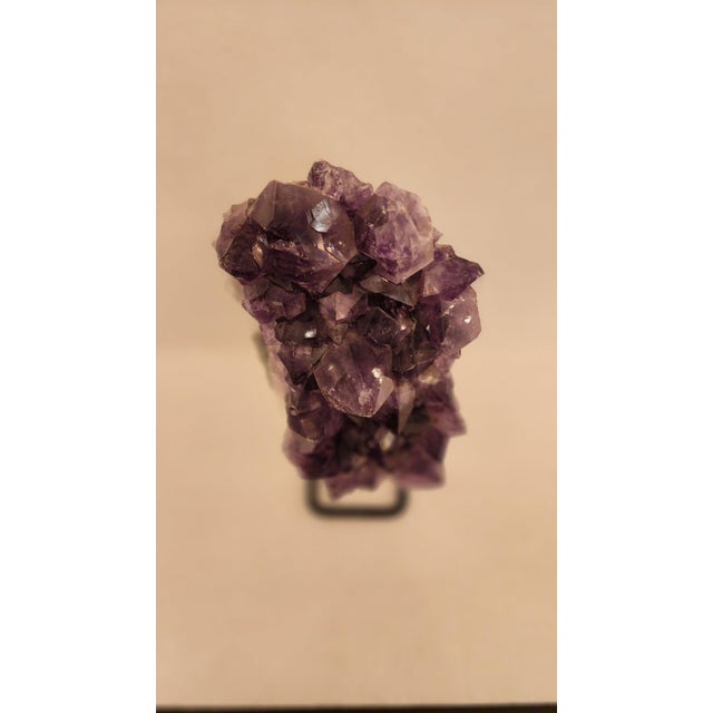 This listing features a beautiful cluster Amethyst on a metal stand, perfect addition to a bookshelf or mantel. Amethyst...