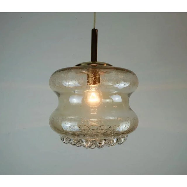 Mid-Century Pendant Light Bubble in Amber Glass and Brass, 1960s For Sale - Image 5 of 11