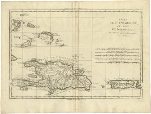 ntique Map of Santa Domingo and Puerto Rico and Eastern Bahamas, 1780